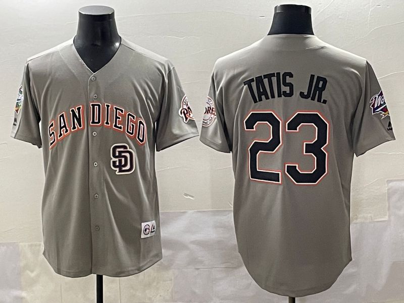 Men 2025 San Diego Padres #23 Tatis jr Grey Throwback Game Nike MLB Jersey style 10